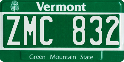 VT license plate ZMC832