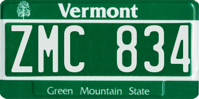 VT license plate ZMC834