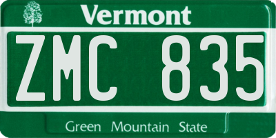 VT license plate ZMC835