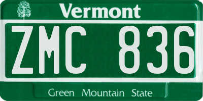 VT license plate ZMC836