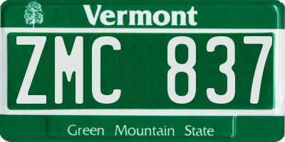 VT license plate ZMC837