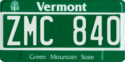 VT license plate ZMC840
