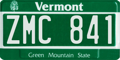 VT license plate ZMC841