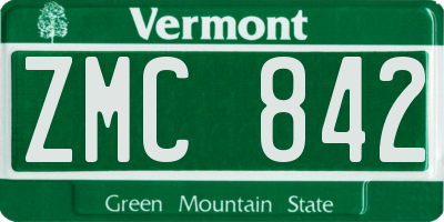 VT license plate ZMC842