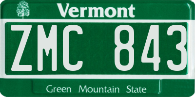 VT license plate ZMC843