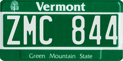 VT license plate ZMC844