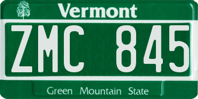 VT license plate ZMC845