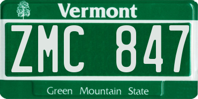 VT license plate ZMC847