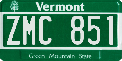 VT license plate ZMC851