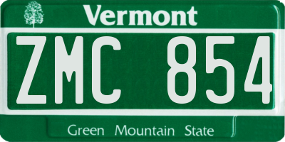 VT license plate ZMC854