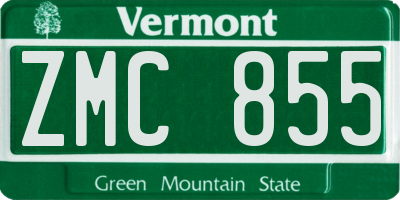 VT license plate ZMC855