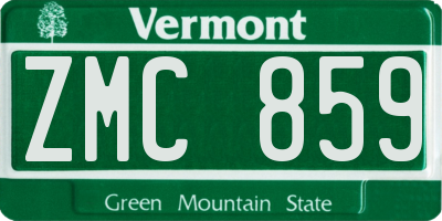 VT license plate ZMC859