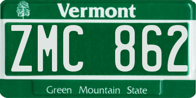 VT license plate ZMC862