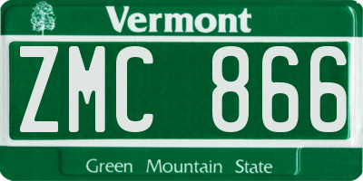 VT license plate ZMC866
