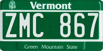 VT license plate ZMC867