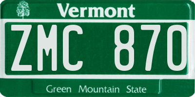 VT license plate ZMC870
