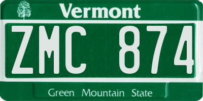 VT license plate ZMC874