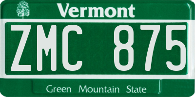 VT license plate ZMC875