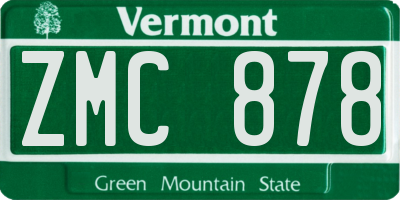 VT license plate ZMC878
