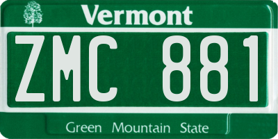 VT license plate ZMC881