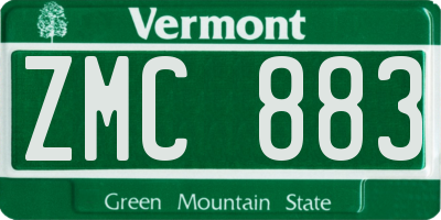 VT license plate ZMC883