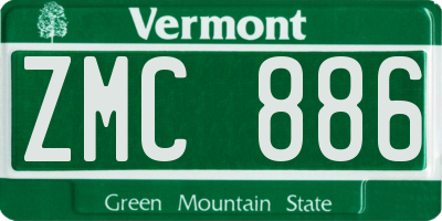 VT license plate ZMC886