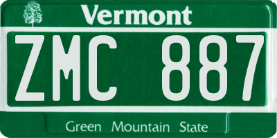 VT license plate ZMC887