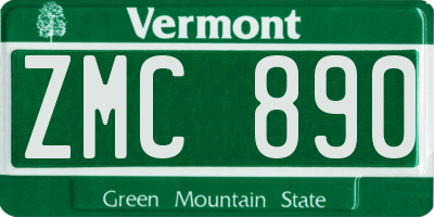 VT license plate ZMC890