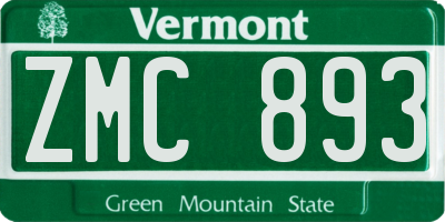VT license plate ZMC893