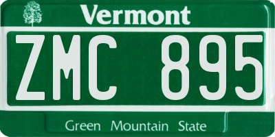 VT license plate ZMC895