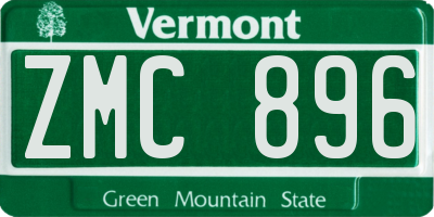 VT license plate ZMC896