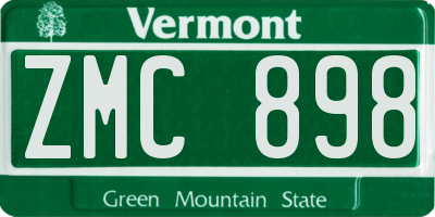 VT license plate ZMC898
