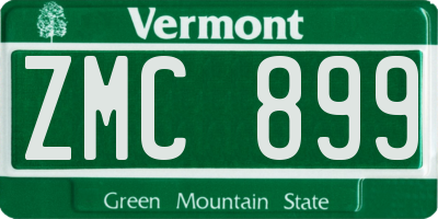VT license plate ZMC899