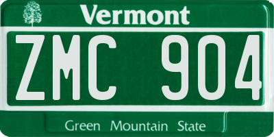 VT license plate ZMC904