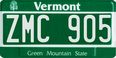 VT license plate ZMC905