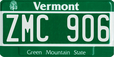 VT license plate ZMC906