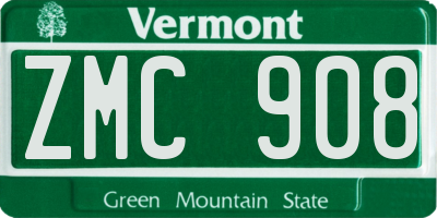 VT license plate ZMC908