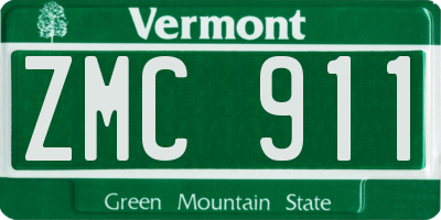 VT license plate ZMC911