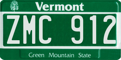 VT license plate ZMC912