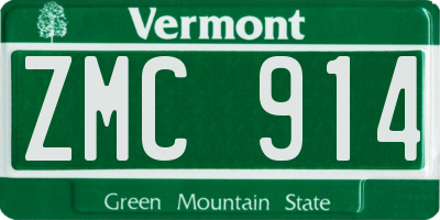 VT license plate ZMC914