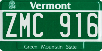 VT license plate ZMC916