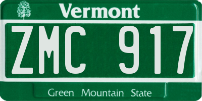VT license plate ZMC917