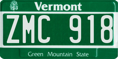 VT license plate ZMC918