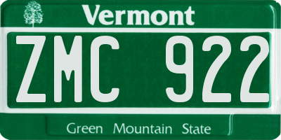 VT license plate ZMC922