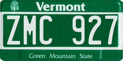 VT license plate ZMC927