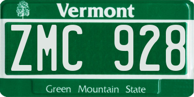 VT license plate ZMC928