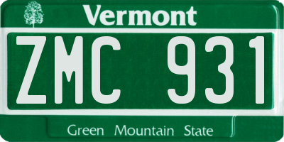 VT license plate ZMC931