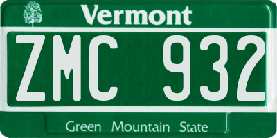 VT license plate ZMC932