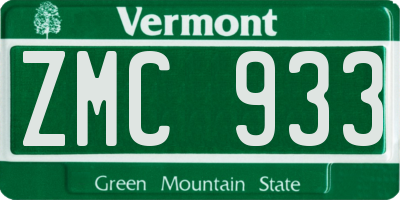 VT license plate ZMC933