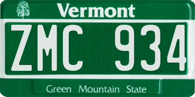 VT license plate ZMC934